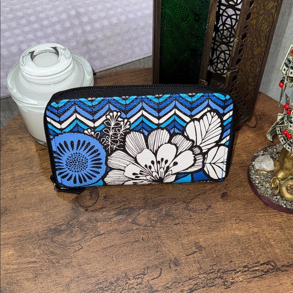 Vera Bradley Black and Blue Floral Wallet - Picture 2 of 3